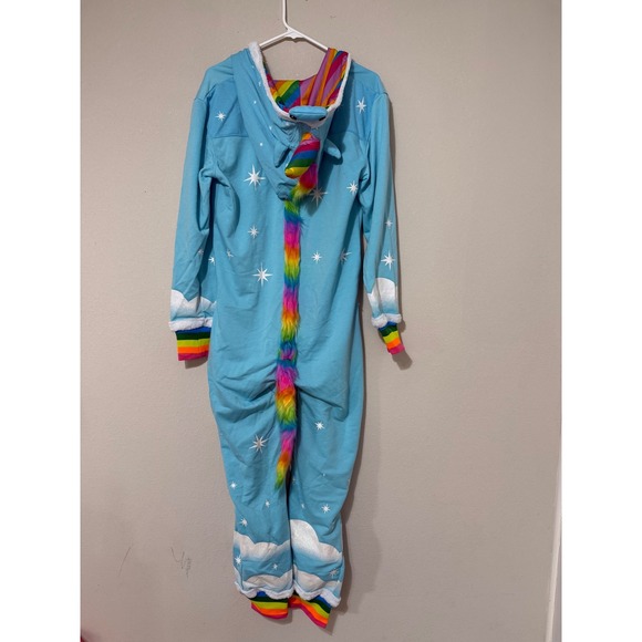 NWT Tipsy Elves Rainbow Unicorn One Piece Small Unisex Hoodie Pockets *READ* - Picture 2 of 7